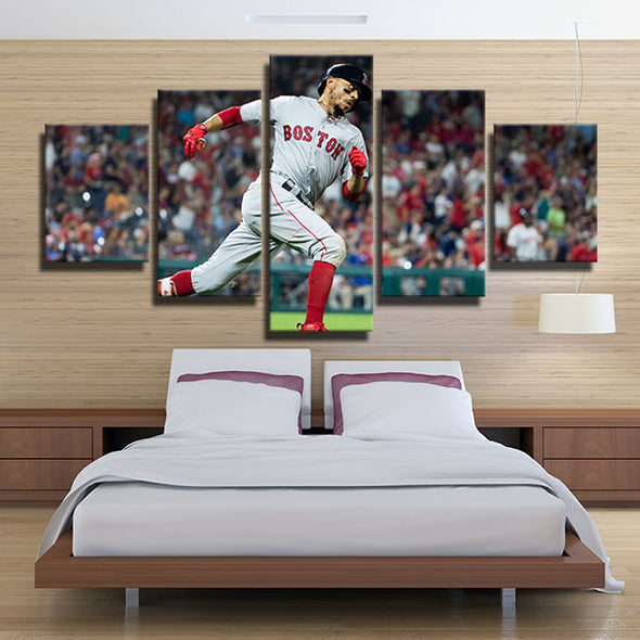 5 panel canvas art art prints Red Sox Three players live room decor-50018 (4)