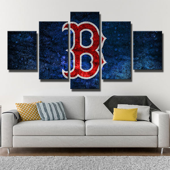 5 panel canvas art canvas prints Red Sox Blue snowflake wall picture-50032 (2)