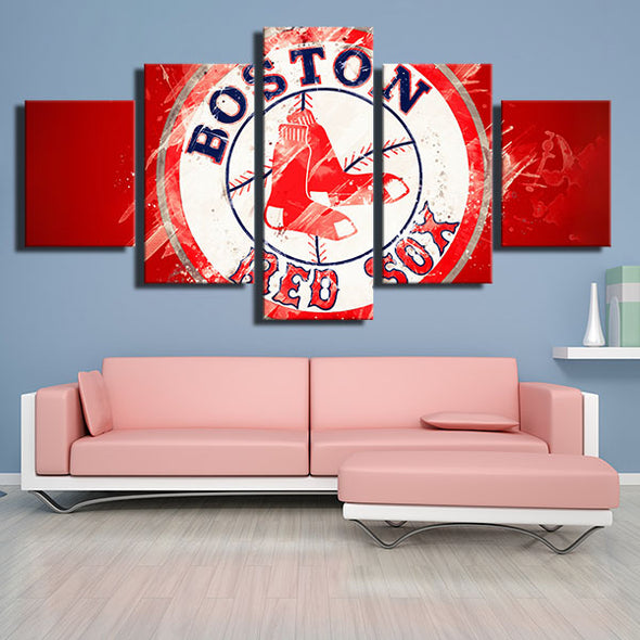 5 panel canvas art canvas prints Red Sox Red art live room decor-50014 (3)