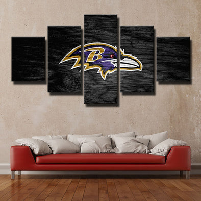 5 panel canvas art framed Purple Pain black wood live room decor-1201 (1)