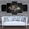 5 panel canvas art framed Purple Pain black wood live room decor-1201 (3)