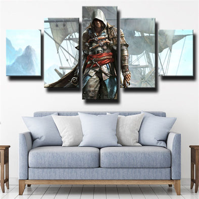 5 panel canvas art framed prints Assassin Black Flag decor picture-1204 (1)