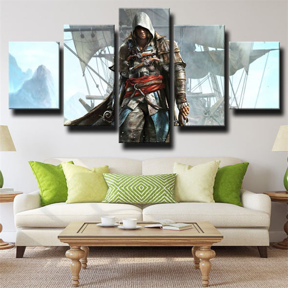 5 panel canvas art framed prints Assassin Black Flag decor picture-1204 (2)