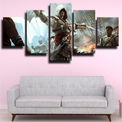 5 panel canvas art framed prints Assassin Black Flag home decor-1205 (1)