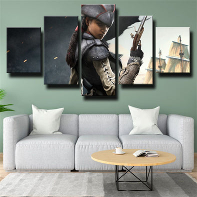 5 panel canvas art framed prints Assassin Black Flag wall picture-1201 (1)