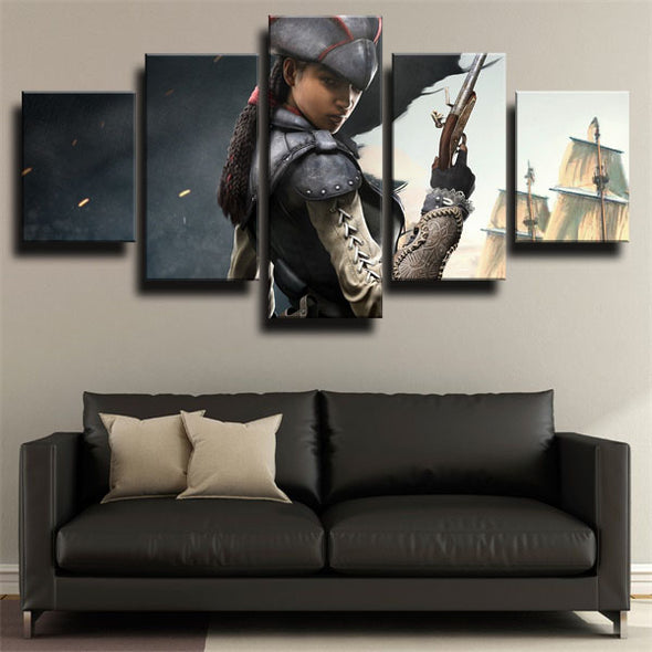 5 panel canvas art framed prints Assassin Black Flag wall picture-1201 (2)