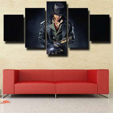 5 panel canvas art framed prints Assassin Syndicate Jacob home decor-1205 (1)