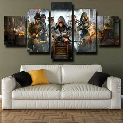 5 panel canvas art framed prints Assassin Syndicate live room decor-1206 (1)