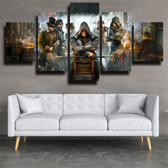 5 panel canvas art framed prints Assassin Syndicate live room decor-1206 (3)