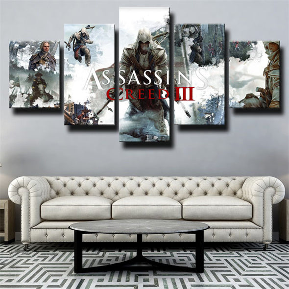 5 panel canvas art framed prints Assassin's Creed III wall picture-1201 (3)