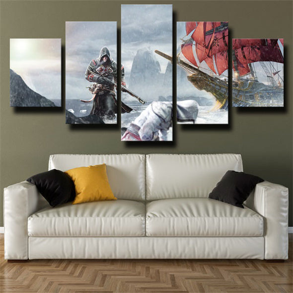 5 panel canvas art framed prints Assassin's Creed Rogue wall picture-1201 (3)