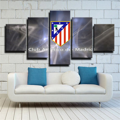 5 panel canvas art framed prints Atlético Madrid Badge  home decor  1216 (1)