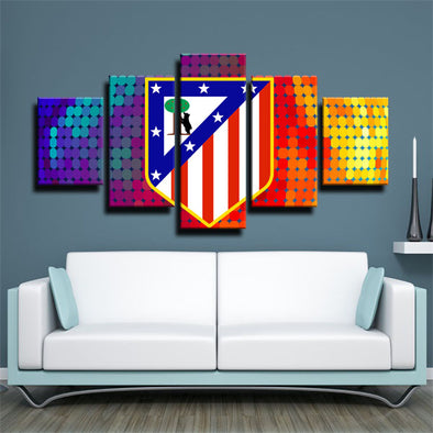 5 panel canvas art framed prints Atlético Madrid logo wall picture1211 (1)
