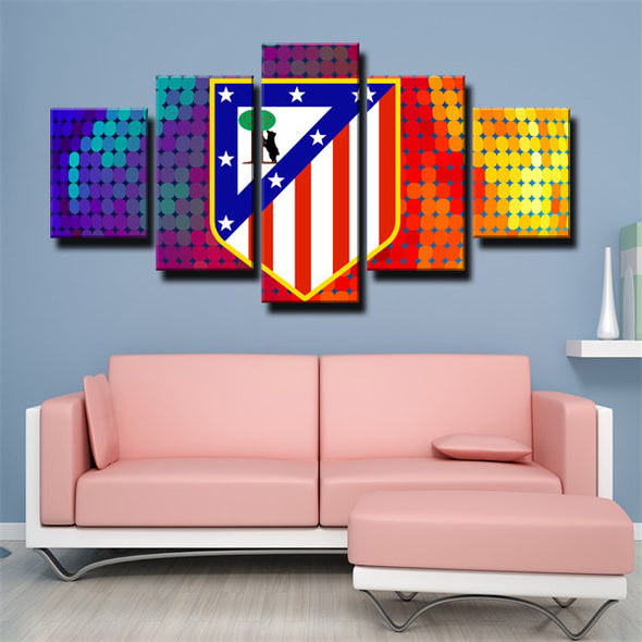 5 panel canvas art framed prints Atlético Madrid logo wall picture1211 (2)