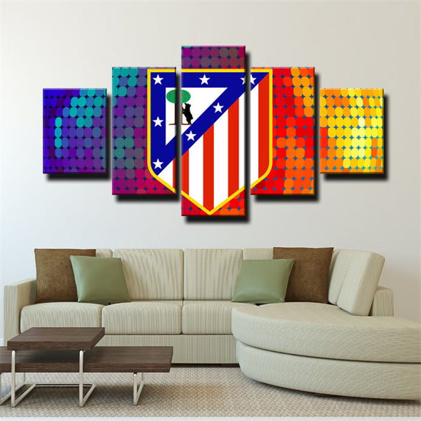 5 panel canvas art framed prints Atlético Madrid logo wall picture1211 (3)