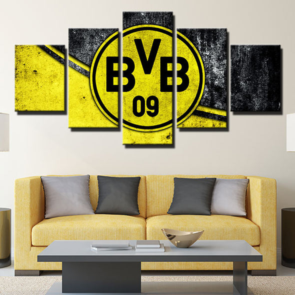 5 panel canvas art framed prints Borussia Dortmund yellow wall decor-1201 (1)