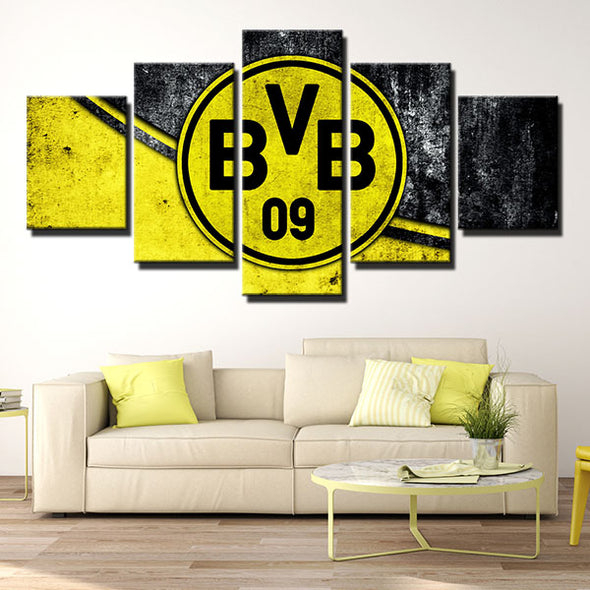 5 panel canvas art framed prints Borussia Dortmund yellow wall decor-1201 (4)