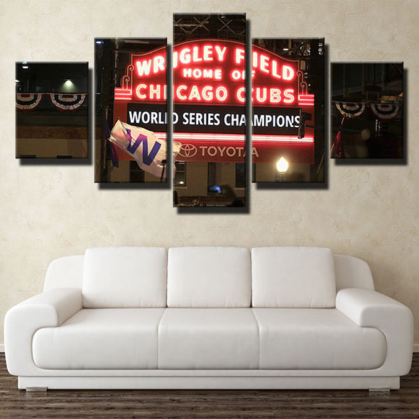 5 panel canvas art framed prints CCubs MLB home Wrigley Field live room decor-1201 (2)