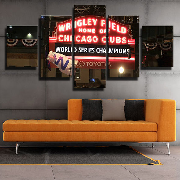 5 panel canvas art framed prints CCubs MLB home Wrigley Field live room decor-1201 (4)