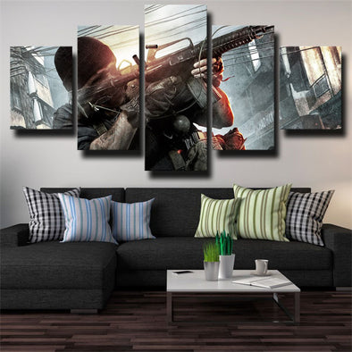 5 panel canvas art framed prints COD Black Ops III live room decor-1211 (1)