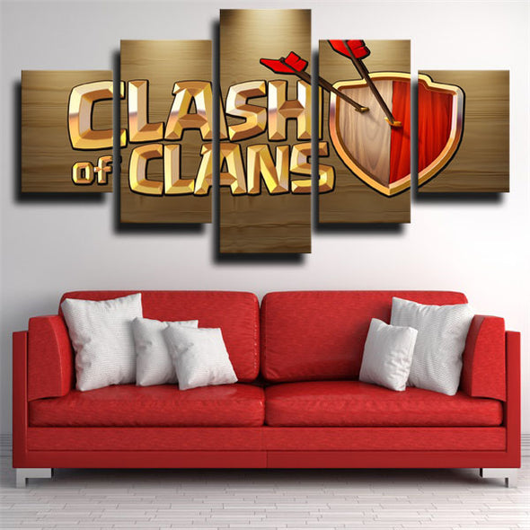 5 panel canvas art framed prints Clash Royale game logo decor picture-1508 (2)