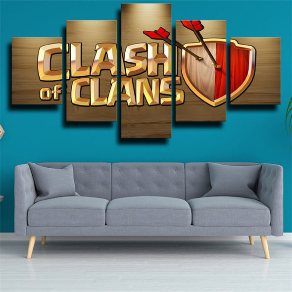 5 panel canvas art framed prints Clash Royale game logo decor picture-1508 (3)
