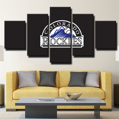 5 panel canvas art framed prints  Colorado Rockies LOGO  wall picture1201 (1)