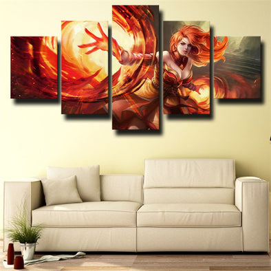 5 panel canvas art framed prints DOTA 2 Lina decor picture-1357 (1)
