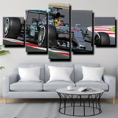 5 panel canvas art framed prints F1 Car Mercedes AMG live room decor-1200 (1)