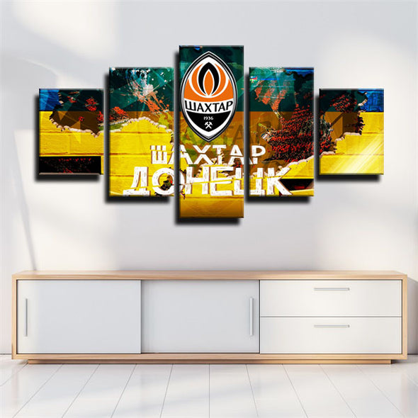5 panel canvas art framed prints FC Shakhtar Donetsk Team Badge home decor  1208 (2)