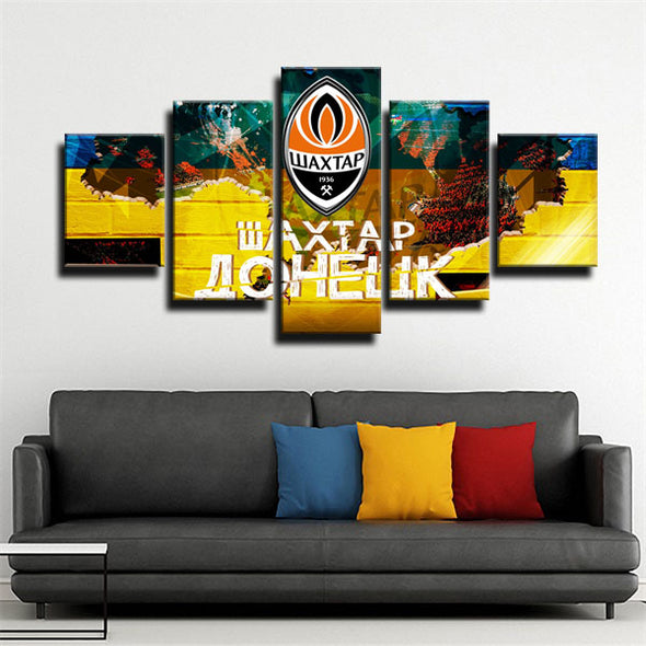 5 panel canvas art framed prints FC Shakhtar Donetsk Team Badge home decor  1208 (3)