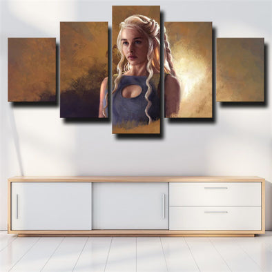5 panel canvas art framed prints Game of Thrones Daenerys wall decor-1610 (1)