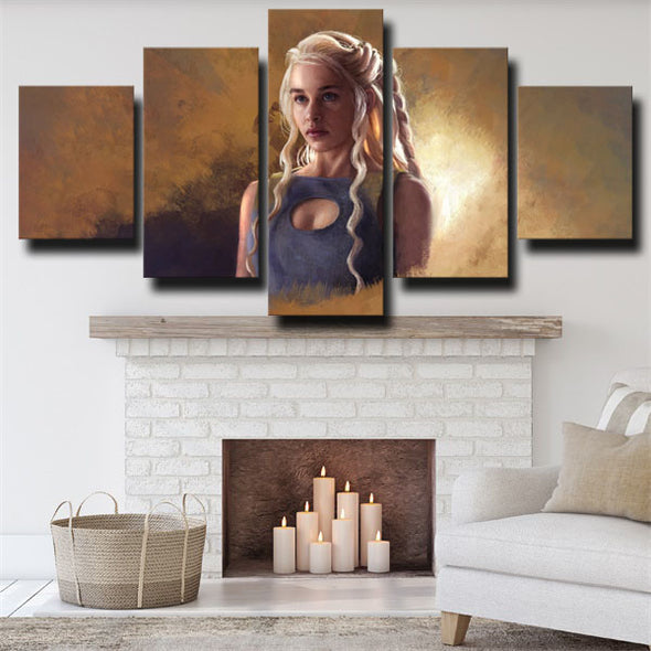5 panel canvas art framed prints Game of Thrones Daenerys wall decor-1610 (2)
