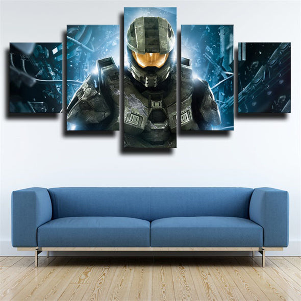 5 panel canvas art framed prints Halo Master Chief decor picture-1508 (3)