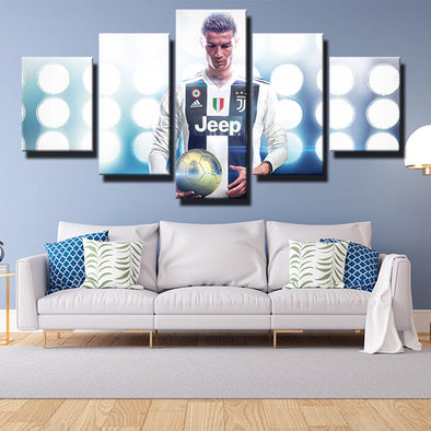 5 panel canvas art framed prints JUV Cris golden football home decor-1326 (3)