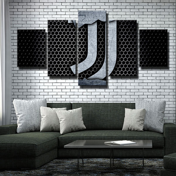 5 panel canvas art framed prints Juve honeycomb logo decor picture-1259 (2)