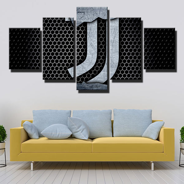 5 panel canvas art framed prints Juve honeycomb logo decor picture-1259 (4)