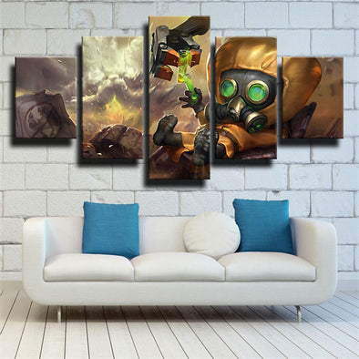 5 panel canvas art framed prints LOL Heimerdinger live room decor-1200 (1)