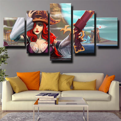 5 panel canvas art framed prints LOL Miss Fortune live room decor-1200 (1)