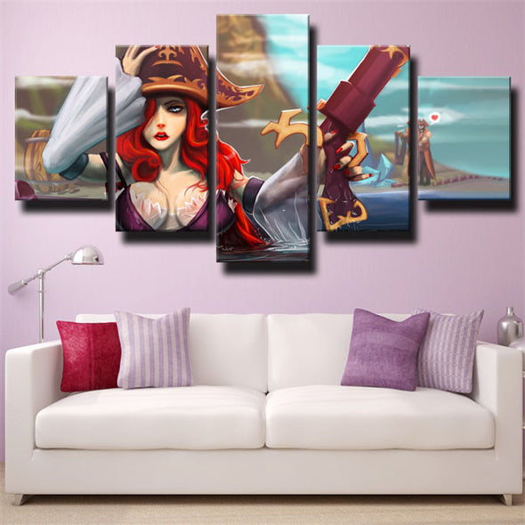 5 panel canvas art framed prints LOL Miss Fortune live room decor-1200 (2)