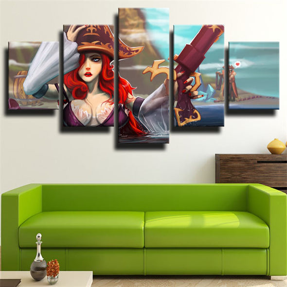 5 panel canvas art framed prints LOL Miss Fortune live room decor-1200 (3)