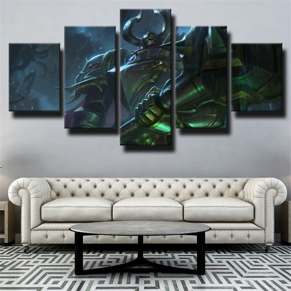 5 panel canvas art framed prints LOL Mordekaiser live room decor-1200 (3)