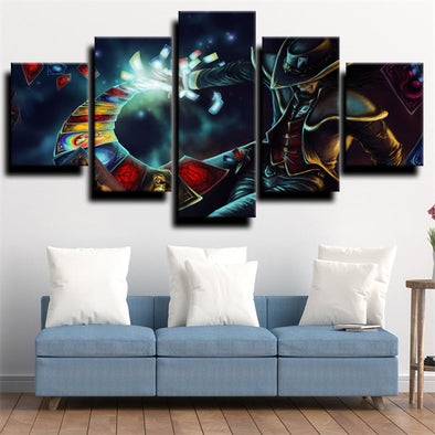 5 panel canvas art framed prints LOL Twisted Fate live room decor-1200 (1)