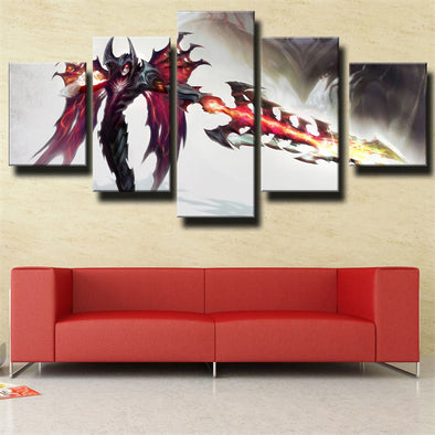 5 panel canvas art framed prints League Legends Aatrox wall picture-1200 (1)