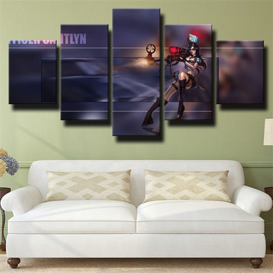 5 panel canvas art framed prints League Legends Caitly nwall picture-1200 (1)