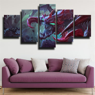 5 panel canvas art framed prints League Legends Cho'Gath home decor-1200 (1)