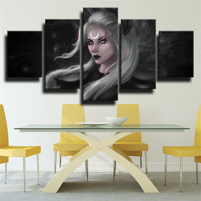 5 panel canvas art framed prints League Legends Diana wall picture-1200 (1)