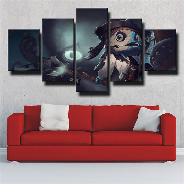 5 panel canvas art framed prints League Of Legends Fizz wall decor-1200 (2)