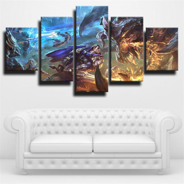 5 panel canvas art framed prints League Of Legends Garen home decor-1200 (2)