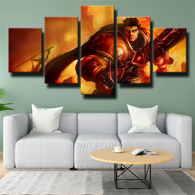 5 panel canvas art framed prints League Of Legends Garen wall decor-1200 (1)